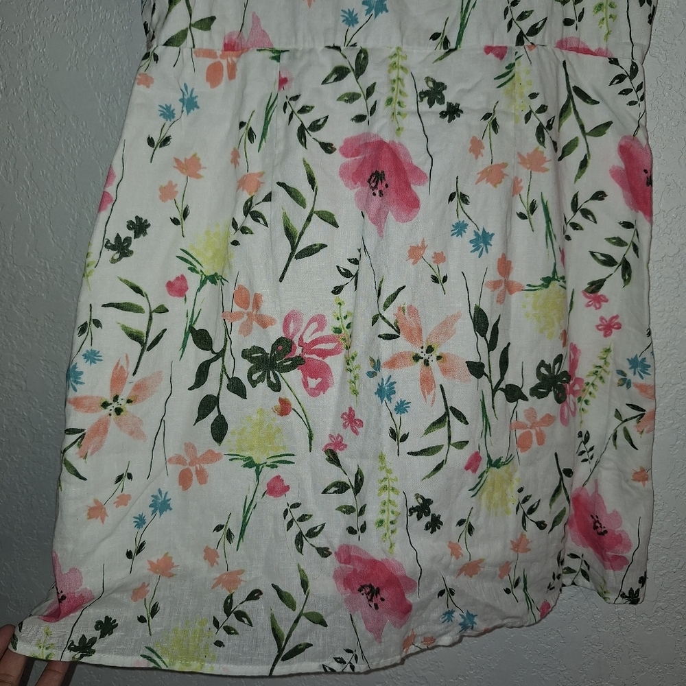 Mi Ami Floral Linen Blend Mini Dress Large Franscesca's Boutique Adjust Strap - Picture 5 of 13